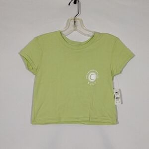 NWT Roxy Girls Light Green Short Sleeve Tee Keep The Good Vibes Alive Size 5